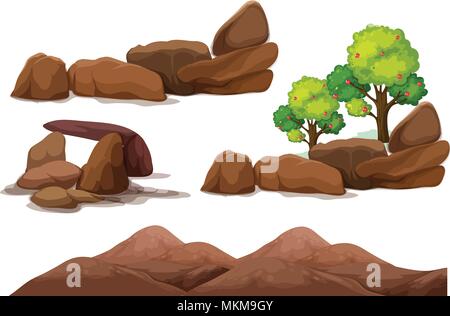 Pietra di roccia e elemento di montagna illustrazione Illustrazione Vettoriale