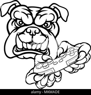 Bulldog Esports Gamer mascotte Illustrazione Vettoriale