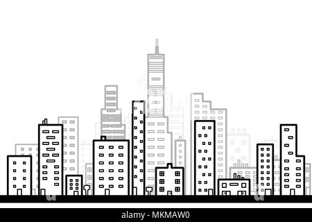 Linea di arte moderna città grande sfondo con grattacieli flat uno stile di design Foto Stock