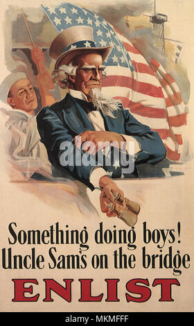 Lo zio Sam sul ponte Foto Stock