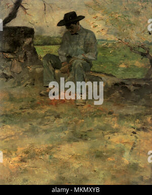 Giovane uomo sulla parete Foto Stock