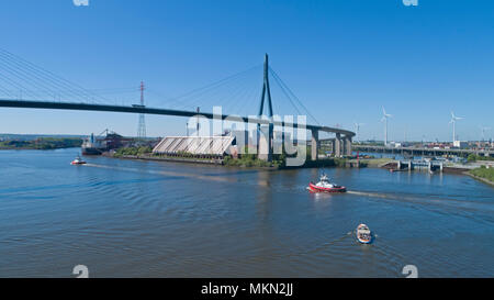 Ponte Koehlbrand, porto di Amburgo, Germania Foto Stock