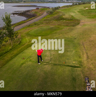 Campo da Golf, Mosfellsbaer, Islanda Foto Stock