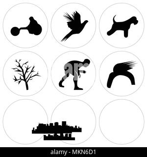 Set di 9 semplici icone modificabile come Donald Trump capelli, edmonton sky, wrestling, mesquite tree, miniatura schnauzer, battenti fagiano, charleston fre Illustrazione Vettoriale