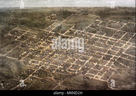 Vista panoramica della città di Raleigh, North Carolina 1872 Foto Stock