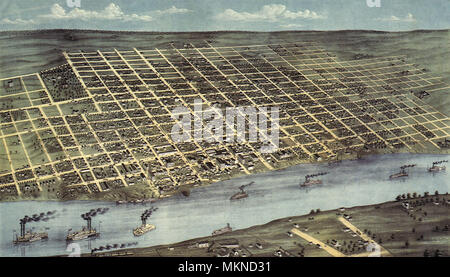 Vista panoramica della città di Little Rock 1871 Foto Stock