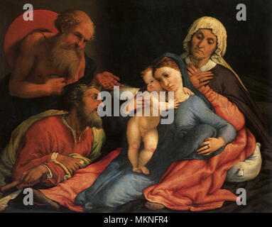 Madonna con il Bambino e i Santi Girolamo e Giuseppe, e Anne Foto Stock