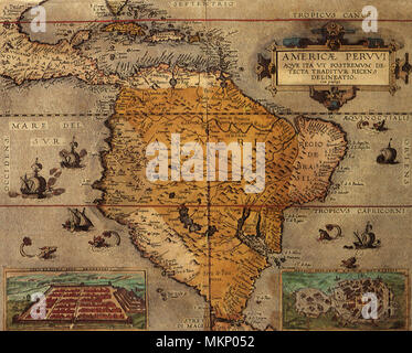 Mappa di Sud America 1578 Foto Stock