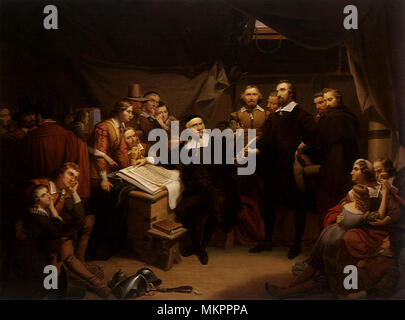 Firma il compatto a bordo del Mayflower Foto Stock