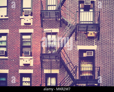 Vintage immagine stilizzata di fuoco sfugge, uno dei New York City simboli, STATI UNITI D'AMERICA. Foto Stock