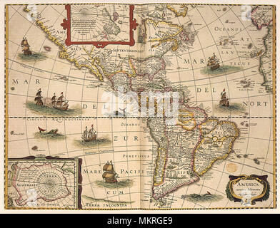 Mappa del Nord e Sud America 1631 Foto Stock