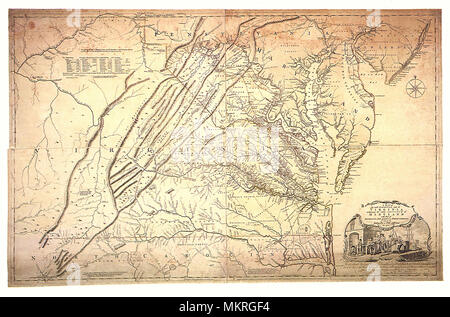 Mappa di Virginia e Maryland 1751 Foto Stock