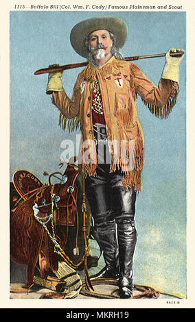 Buffalo Bill il Colonnello William F. Cody con la sella Foto Stock