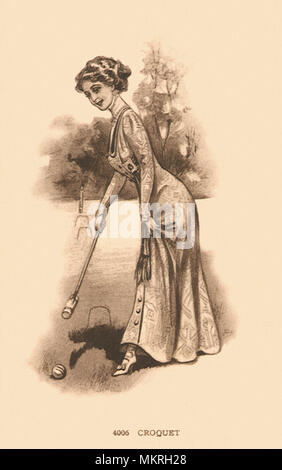 Donna che gioca il croquet Foto Stock