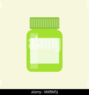 Medical pulire la bottiglia di plastica modello. Mock up contenitore per pillole, droga, compresse, capsule, vitamine. Vettore isolato illustrazione. Illustrazione Vettoriale