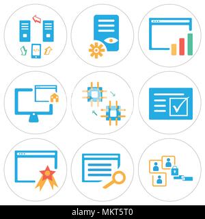 Set di 9 semplici icone modificabile come utente, Browser, File, CPU, Home, Analytics, lo smartphone può essere utilizzato per il mobile, web Illustrazione Vettoriale