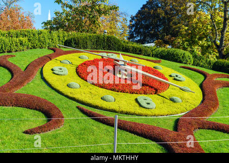 L'Horloge Fleurie, o l'Orologio dei fiori, nel Jardin Anglais park, Ginevra, Svizzera Foto Stock