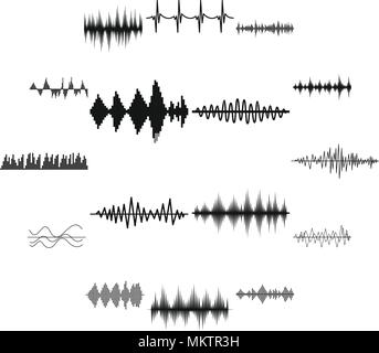 Onda sonora set di icone, stile semplice Illustrazione Vettoriale