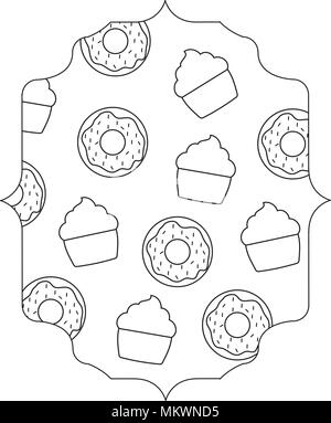 Telaio arabo con ciambelle pattern su sfondo bianco, illustrazione vettoriale Illustrazione Vettoriale