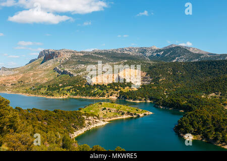 Diga Tajo de la Encantada in gola Chorro, provincia di Malaga, Spagna Foto Stock