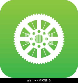 Ruota dentata dalla bike icona verde digitale Illustrazione Vettoriale