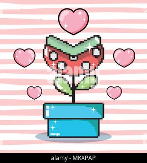 Pixel Art carnivoro fiore in vasca Illustrazione Vettoriale