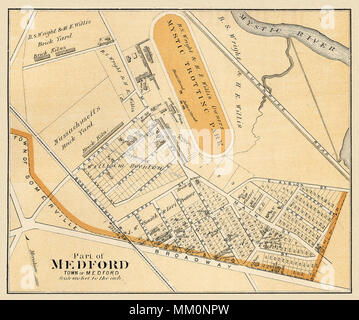 Mappa di Medford. 1875 Foto Stock