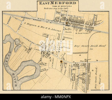 Mappa di East Medford. 1875 Foto Stock