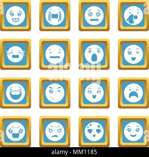 Sorrisi set di icone sapphirine vettore quadrato Illustrazione Vettoriale