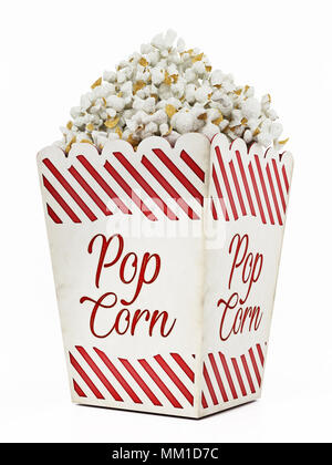 Vintage popcorn isolati su sfondo bianco. 3D'illustrazione. Foto Stock