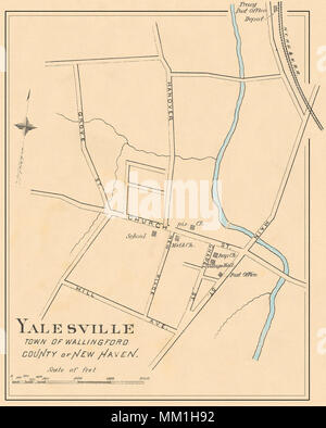 Mappa di Yalesville nella città di Wallingford. 1893 Foto Stock