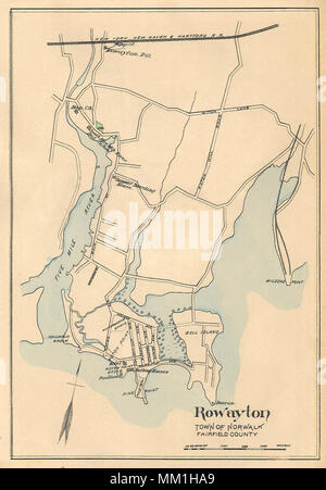 Mappa di Rowayton nella città di Norwalk. 1893 Foto Stock