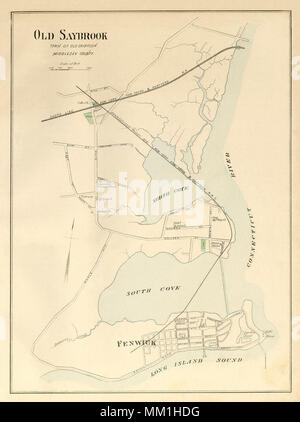 Mappa di Old Saybrook. Old Saybrook. 1893 Foto Stock