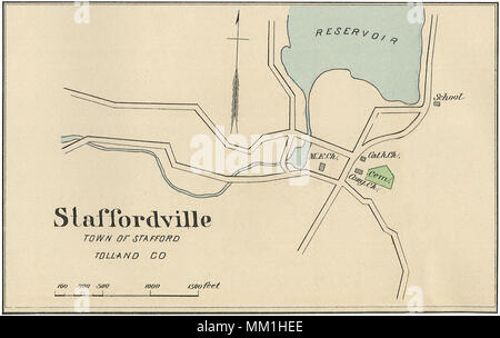 Mappa di Staffordville nella città di Stafford. 1893 Foto Stock