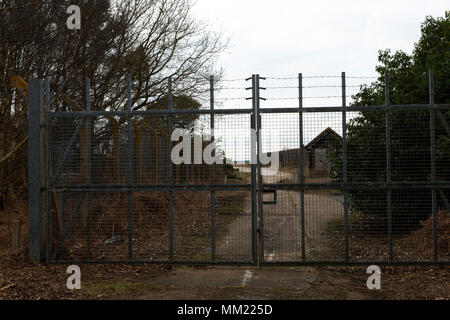 Porta Est presso la ex base aerea americana USAF Woodbridge, Suffolk, Regno Unito. Foto Stock