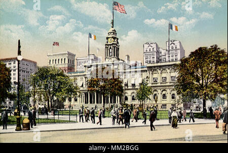 Il municipio e il parco. New York City.1905 Foto Stock