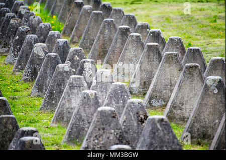 Dragon's denti della Germania nazista Festungsfront Oder-Warthe-Bogen (fortificato Oder-Warthe anteriore-Bogen) chiamato in polacco il Miedzyrzecki Rejon Umocniony MR Foto Stock