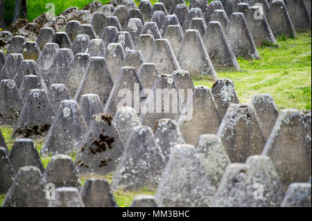 Dragon's denti della Germania nazista Festungsfront Oder-Warthe-Bogen (fortificato Oder-Warthe anteriore-Bogen) chiamato in polacco il Miedzyrzecki Rejon Umocniony MR Foto Stock