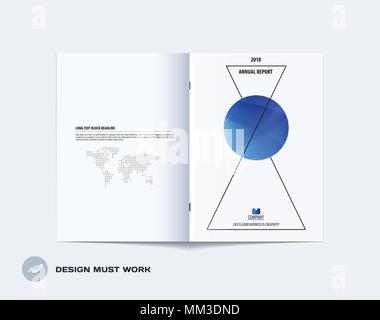 Abstract a doppia pagina brochure stile di design con triangoli colorati per il branding. Vettore di business presentation fiancata. Illustrazione Vettoriale