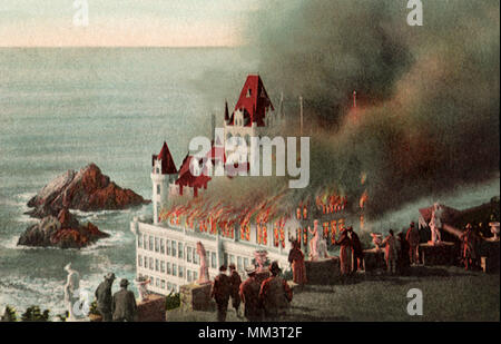 Cliff House in fiamme. San Francisco. 1907 Foto Stock