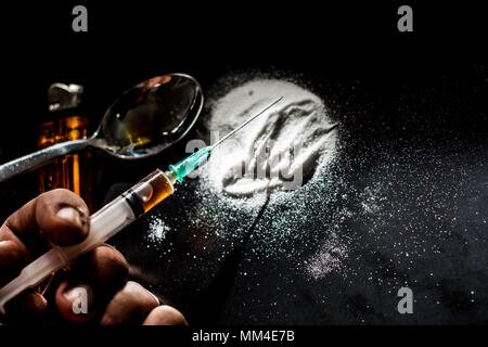 La tossicodipendenza o abuso di droga concept Foto Stock