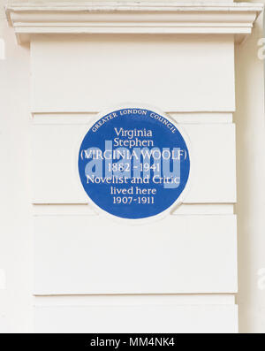 Virginia Woolf / Virginia Stephen targa blu Foto Stock