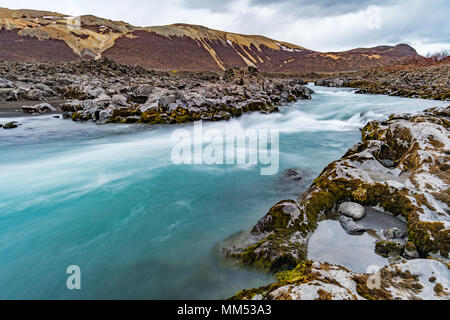 Glacier river vicino Husafell nell ovest dell'Islanda Foto Stock