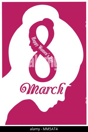 8 marzo poster bianca Illustrazione Vettoriale