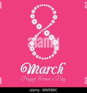 8 marzo giornata della donna rosa poscard Illustrazione Vettoriale