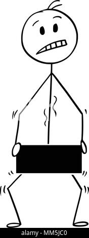 Cartoon di uomo o imprenditore azienda grande segno meno Illustrazione Vettoriale