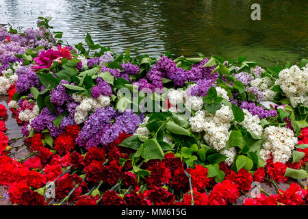 I fiori per il monumento in onore di una vittoria giorno il 9 maggio Foto Stock