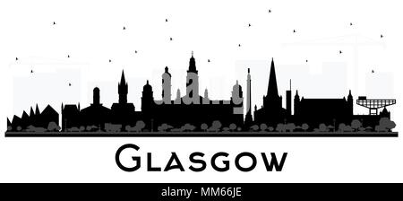 Glasgow Scozia skyline della città con il nero edifici isolati su bianco. Illustrazione Vettoriale. Illustrazione Vettoriale