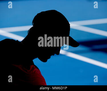 Il tedesco giocatore di tennis Rudolf Molleker giocando in Australian Open 2018 Torneo di Tennis, Melbourne Park, Melbourne, Victoria, Australia. Foto Stock