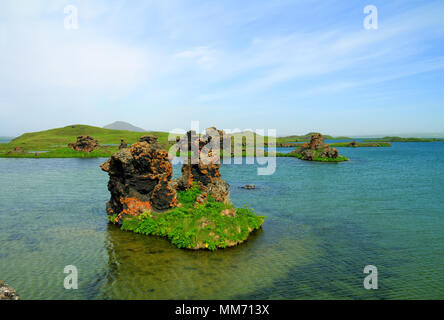 Kalfastrond scultura di lava intorno al Lago Myvatn in Islanda Foto Stock
